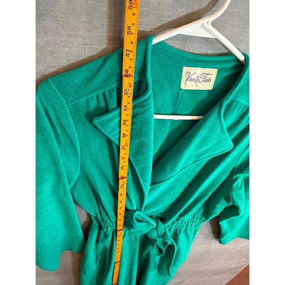 Vintage Vanity Fair Green Long Wrap Robe Size 16 Maxi Lounge Sleepwear Pockets - Picture 9 of 10